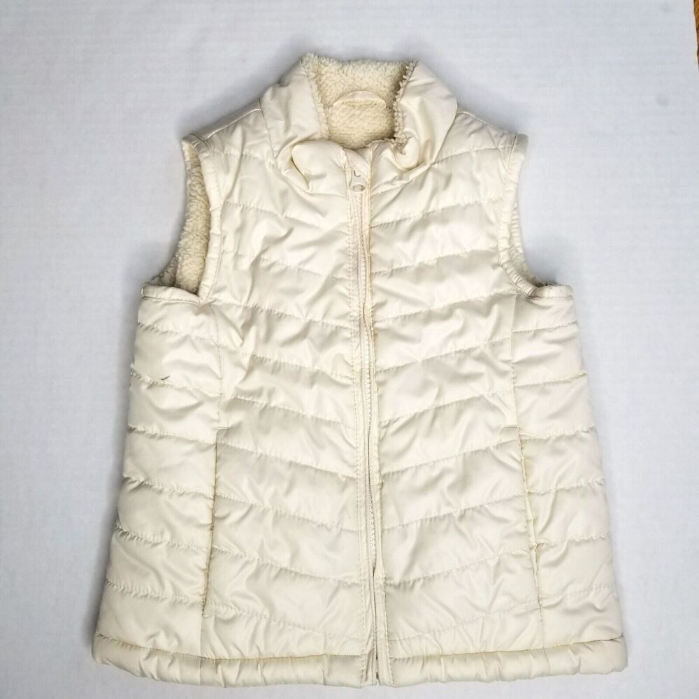Baby Gap Puffer Jacket Vest Size 4 Years Ivory Jacket Sherpa Lined Pockets